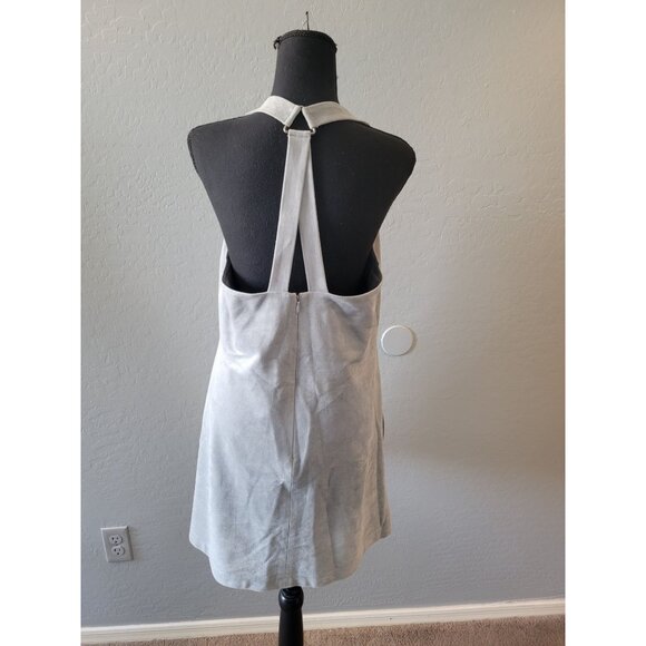 BCBGMaxazria Abbott Light Gray Faux Suede Overall Dress Size M Casual Vacation - Picture 5 of 13